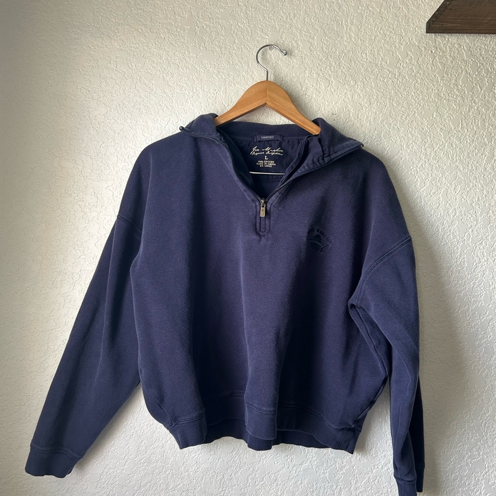 Vintage Joe Marlin Classic Navy V-Neck Quarter Zip Sweater